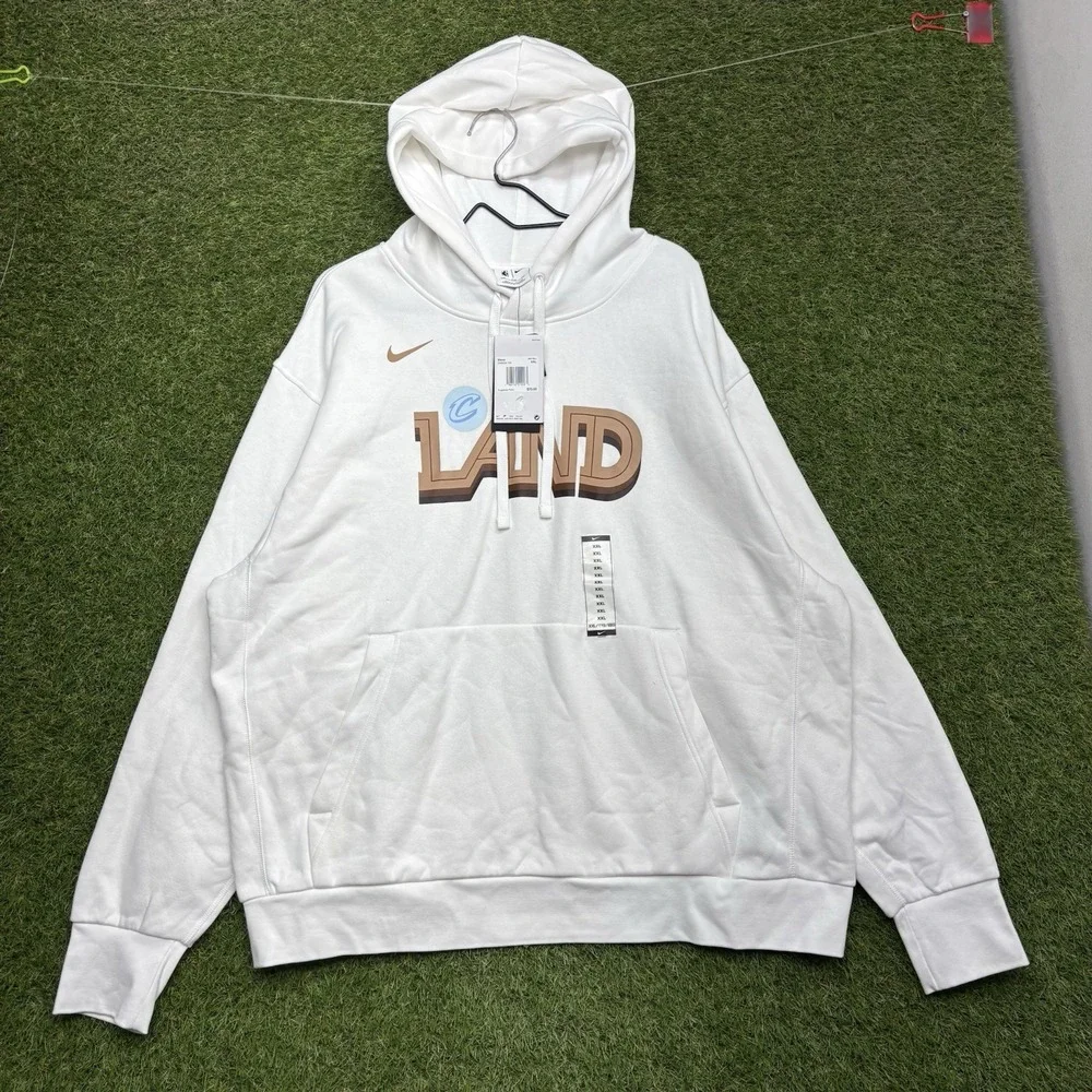 Cleveland Browns Nike Hoodie Mens 2XL Throwback Logo Club Pullover White NWT